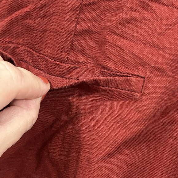 GAP Women’s Paperbag Pants Sz 10 Dark Red Taper Zip Tie Waist Pockets Pre-Owned - Picture 5 of 13
